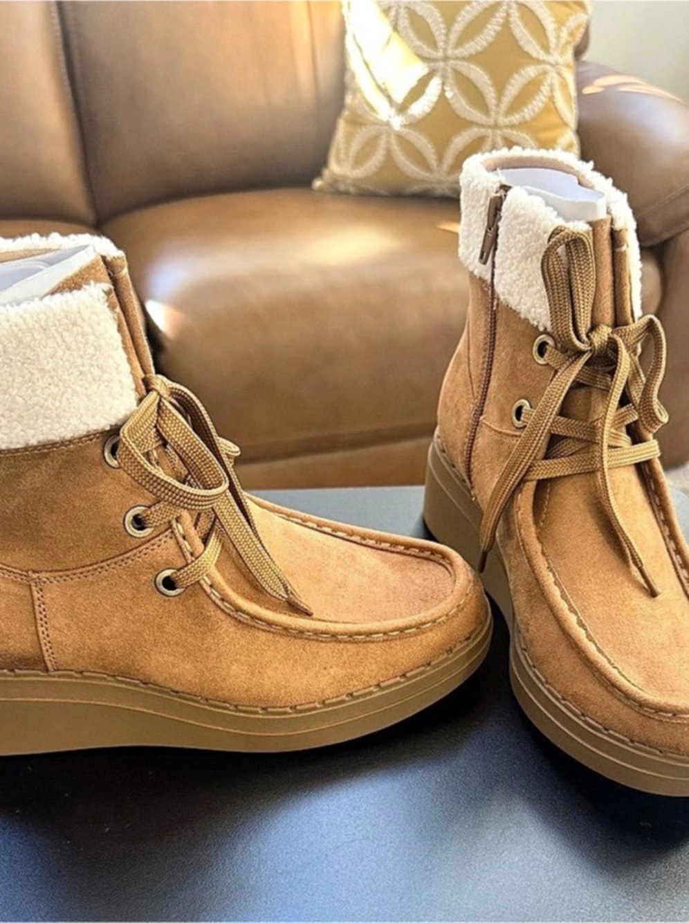 BRAND NEW LifeStride Devon Honey Tan Wedge Boots US 71⁄2
